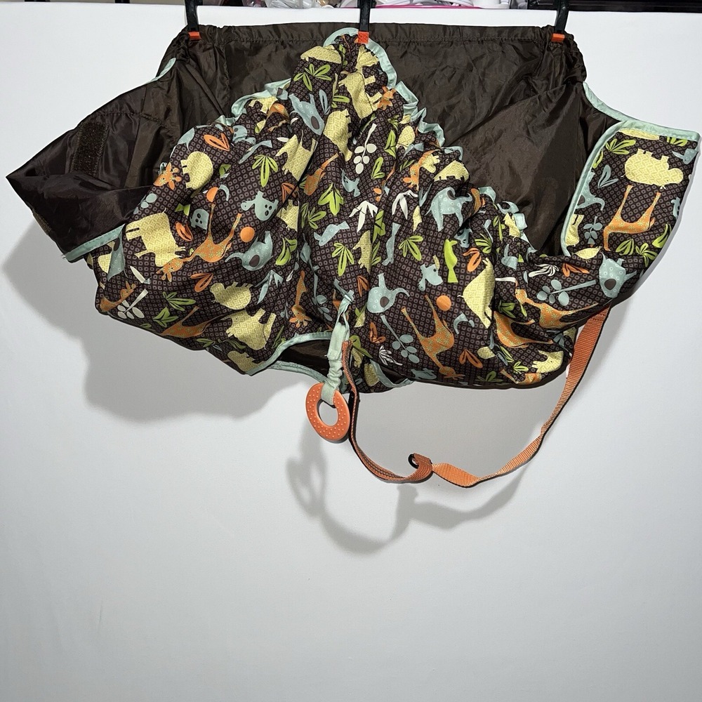 Infantino Boys Brown Blue Elephants Yellow Hippo Giraffe Shopping Cart Cover